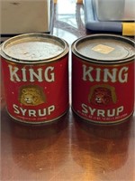 Pair of King Syrup canisters