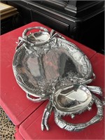 Metalware crab chip/d double dip tray