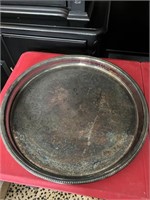 Large silverware etched serving tray