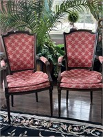 Pair of Regency style upholstered arm chairs