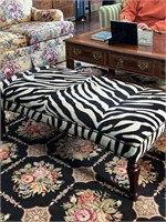 Bench/ottoman with zebra print upholstery
