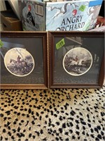 Pair of framed hunting scene prints