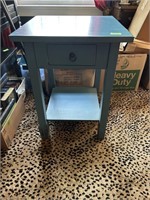 Wooden blue painted one drawer stand