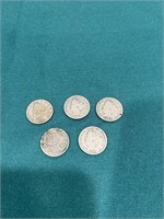 5 Liberty Head nickels- 1 is 1883
