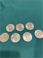 7 Eisenhower $1 silver coins