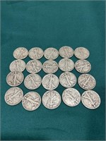 Set of silver 20 Standing Liberty Half dollars
