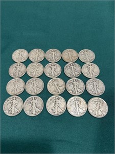 Set of 20 silver Standing Liberty half dollars