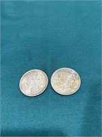 Pair of 1922 silver Peace dollars
