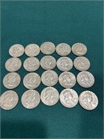 Set of 20 silver Franklin Half Dollars