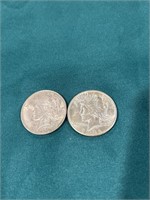 Pair of 1921 silver Peace dollars