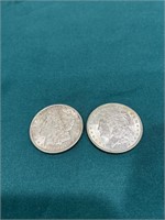 Pair of 1921 US Morgan silver dollars