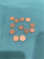 12-early 1900’s Indian head pennies