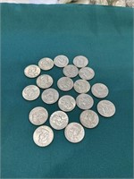 20 -1963 silver Franklin Half dollars