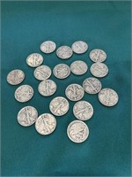 20 -1943 silver Standing Liberty half dollars