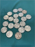 20 -1942 silver Standing Liberty half dollars