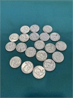 20-1950’s silver Franklin half dollars