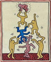 KEITH HARING OIL ON CANVAS