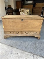 Primitive pine blanket chest with dovetailing