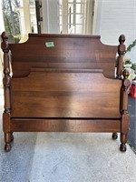 Pair of mahogany single beds with side rails