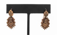 Victorian 10K Rose Gold Enamel Earrings