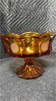 Amber coin dot compote 6.5” tall