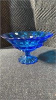 Fenton blue bowl 6” tall 10” wide