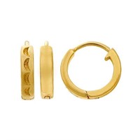 14K Yellow Gold Moon-Patterned Hoop Earrings