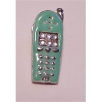 Mini Cellphone Pin Green Enamel