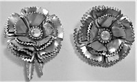 Pair of Multi-tier silvertone Flower Pins