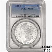 1921-D Morgan Silver Dollar PCGS AU58