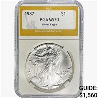 1987 American 1oz Silver Eagle PGA MS70