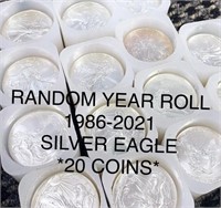 1986-2021 Silver Eagle Roll RANDOM YEAR Gem BU