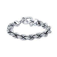 Sterling Silver 10mm/8" Rope Chain Bracelet