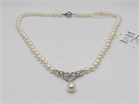 17" FRESH WATER PEARL NECKLACE STERLING/ 14KT