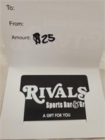 $25 gift certificate Rivals Sports Bar Hastings NE