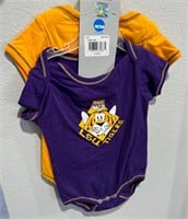 NEW w/ Tags LSU Tigers Set of 2 Baby Onesies 12 mo