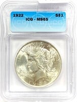 1922 Silver Peace Dollar MS-65