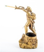 Cast Metal Soldier With Bugle Matchstick Holder