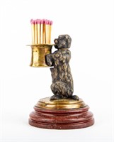 Bronze Poodle With Hat Matchstick Holder
