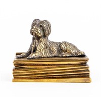 Brass Dog on Book Match Safe / Matchstick Holder