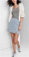 NEW Women's Notch Front Seamed Denim Mini Skirt -