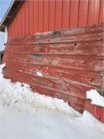 Lot 10. Red barn door, cannon ball rollers