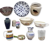 Mixture of 12 Unique, Colorful Pottery & Vases
