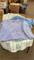 Cotton robe and 2 fleece tops size small