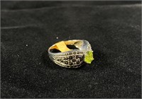 Peridot and Marcasite Sterling Ring