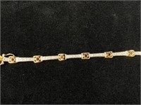 Sterling Vermeil Bracelet Set W/ CZs & Garnets