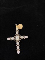 Large Sterling and Opal Cross