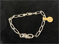 Sterling Link Bracelet W/ Panther or Cat in