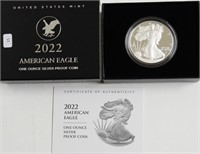2022 PROOF SILVER EAGLE W BOX PAPERS