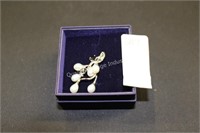 sterling silver pearl/blackstone pin (display)